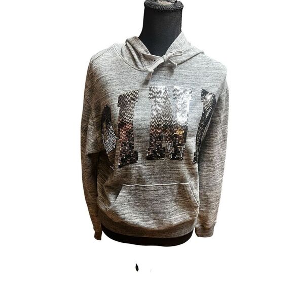 Victoria Secret PINK Bling gray Hoodie Size XS campus college dorm - Picture 3 of 4